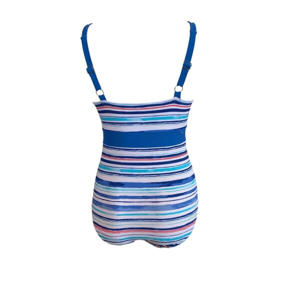 Cabana Life women's size small multi color striped v-neck one piece swimsuit - Picture 5 of 10